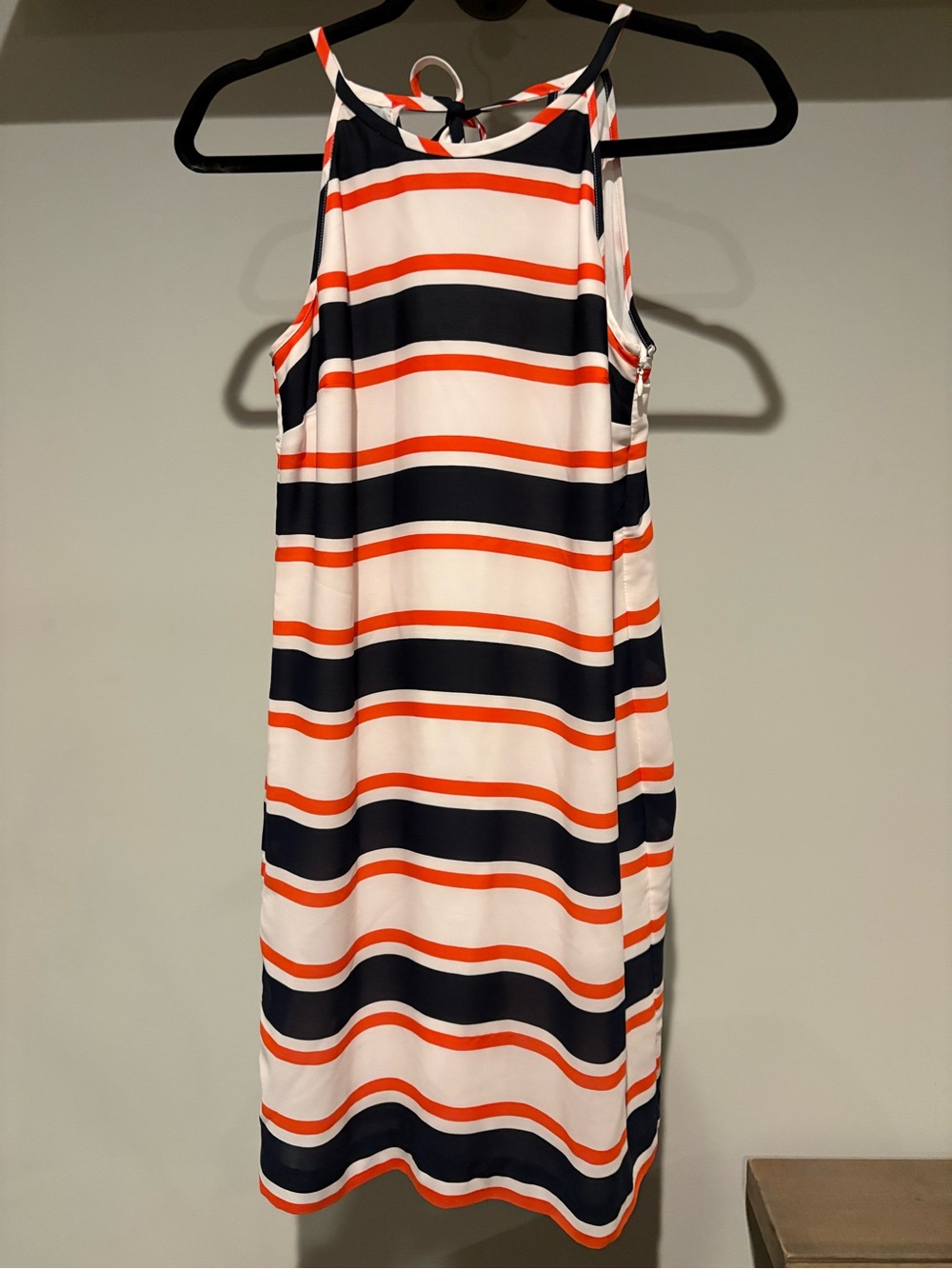 Banana Republic Striped Halter Dress in Navy, Orange and White